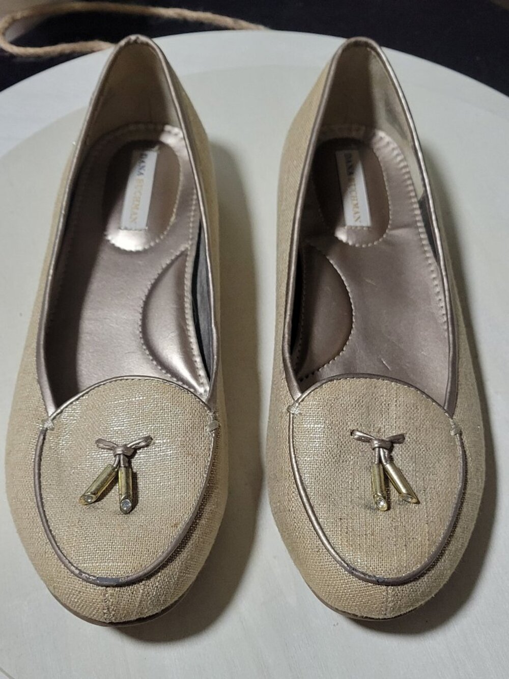 Dana Buchman Gold Fabric Dress Loafers [Item # SF01]